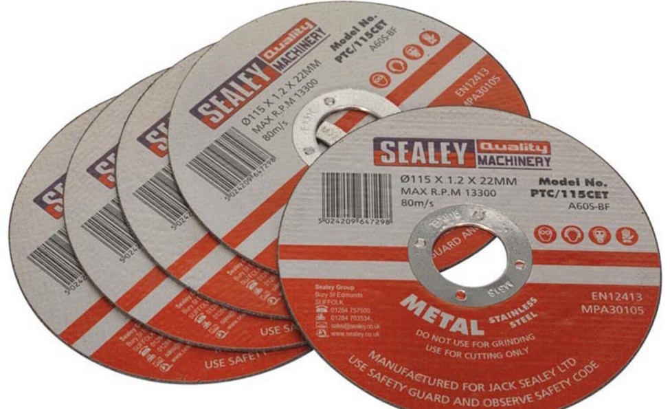 Sealey PTC-115CET5 115 x 1.2mm Cutting Disc 22mm Bore - Pack of 5