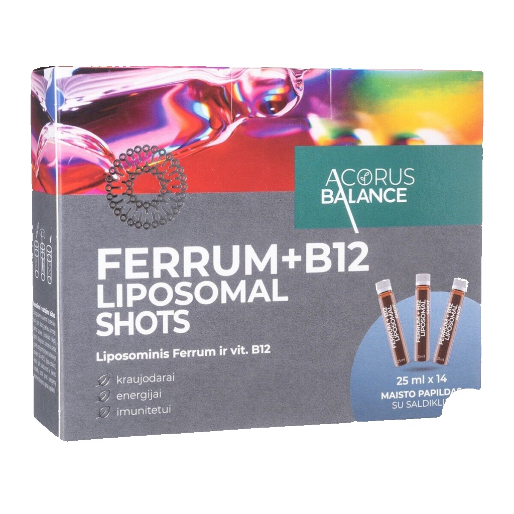ACORUS BALANCE Ferrum + B12 Liposomal Shots Oral Solution 14 x 25ml Cognitive
