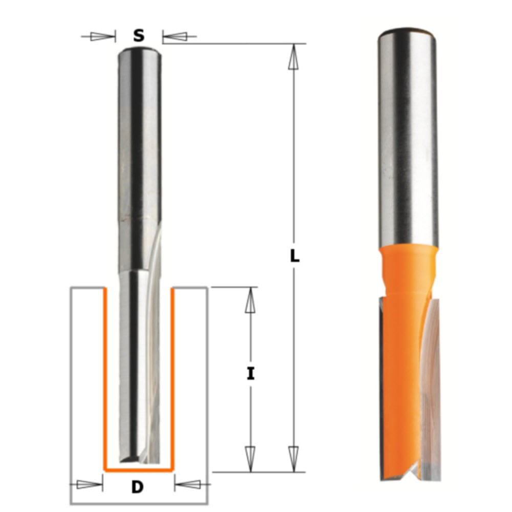 CMT Straight router bit - 12.7 dia x 50.8mm cut x 1/2 shank