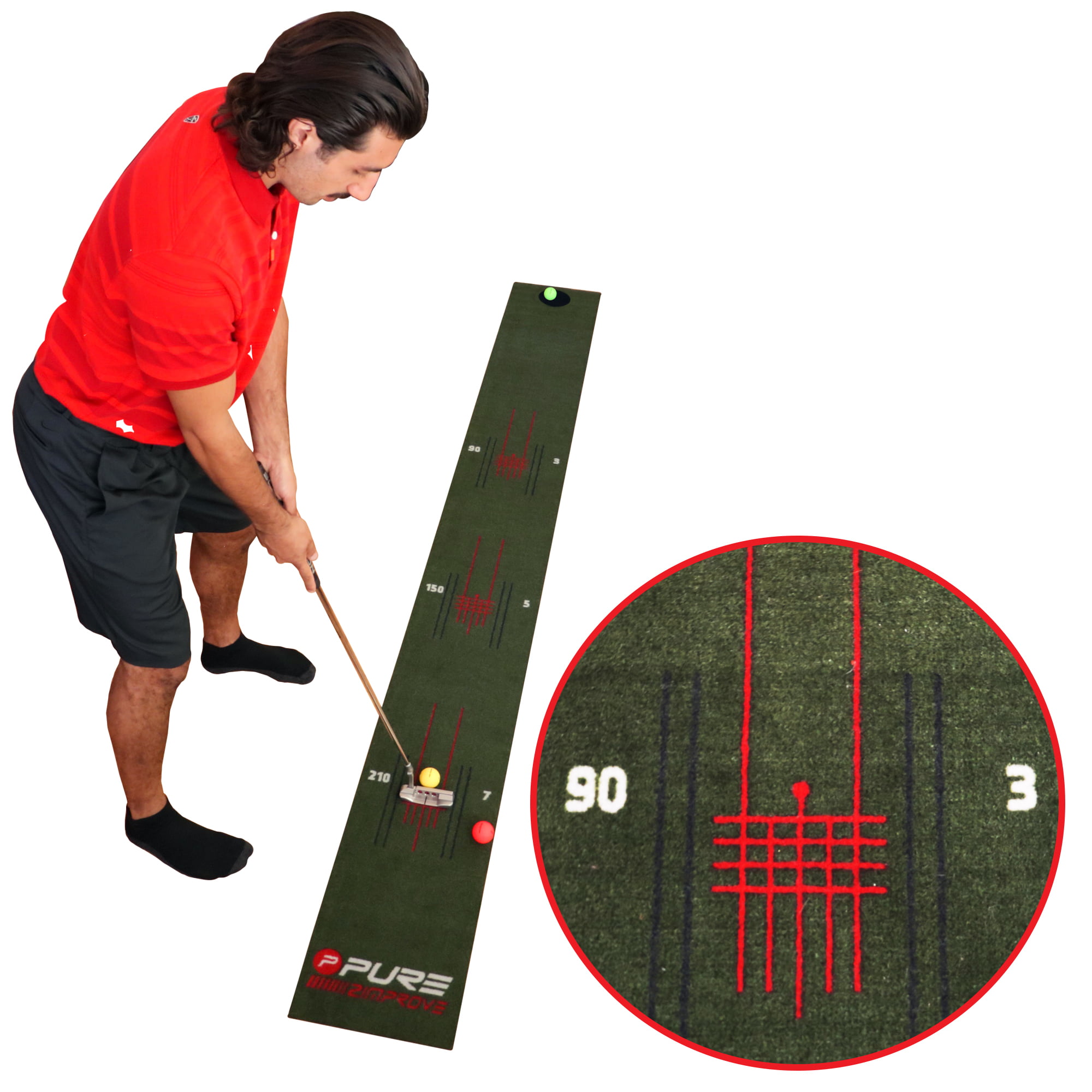 Pure2Improve Putting Mat - Green - 30 x 275cm - Golf Practice Aid - Image 3