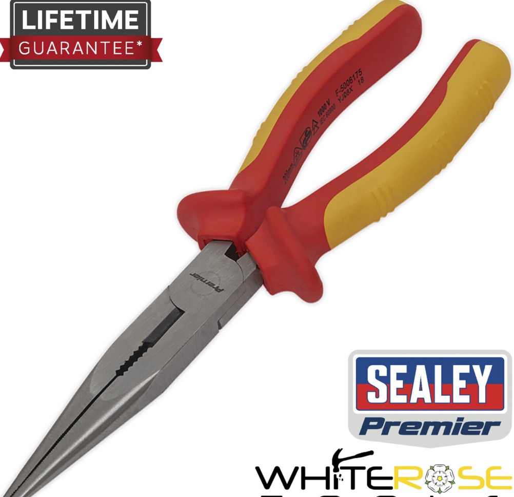 Sealey AK83457 Premier Long Nose Pliers 200mm - VDE Approved