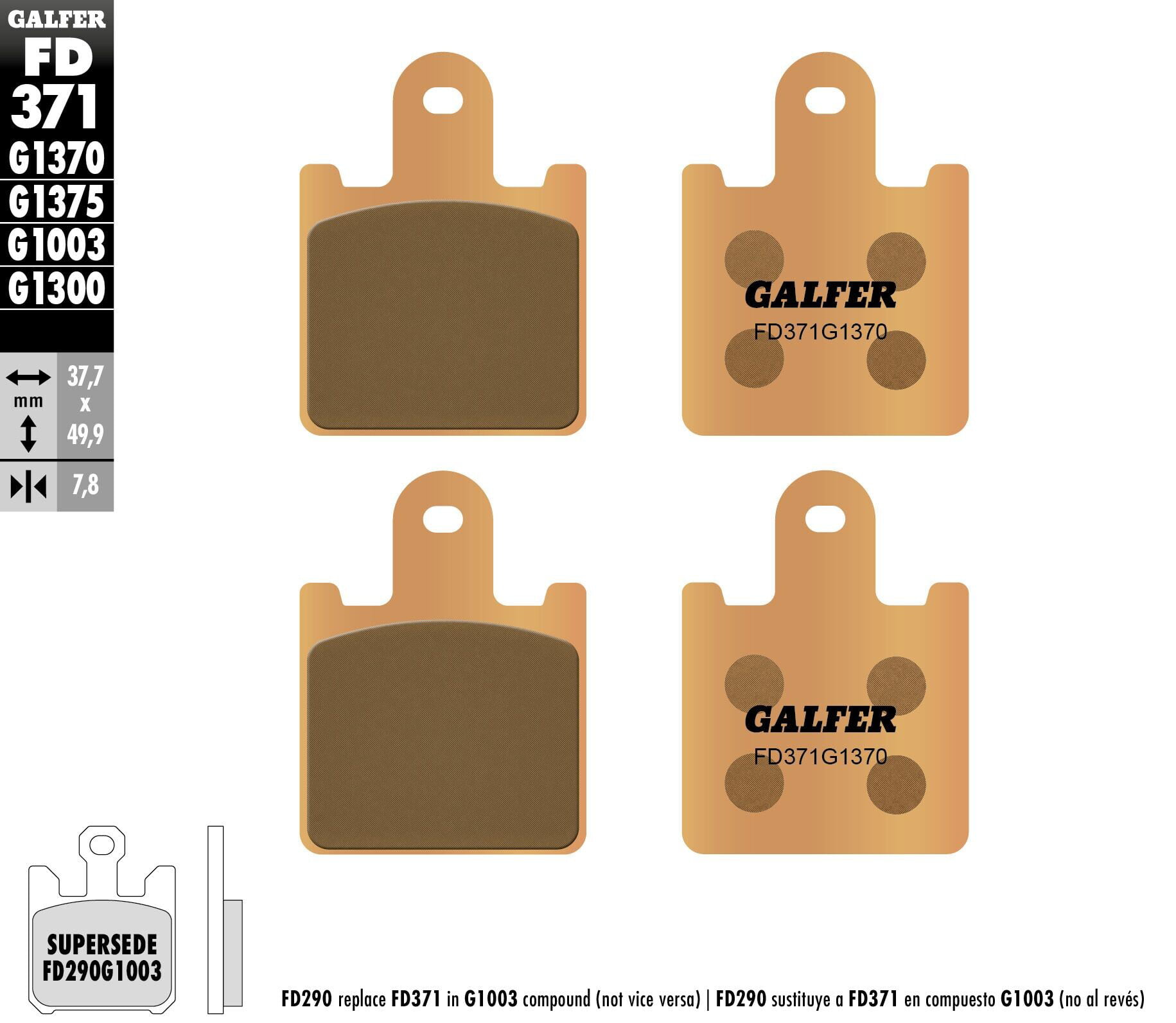 Galfer Front Brake Pads KAWASAKI ZG 1400 CONCOURS ABS 2010 FD371