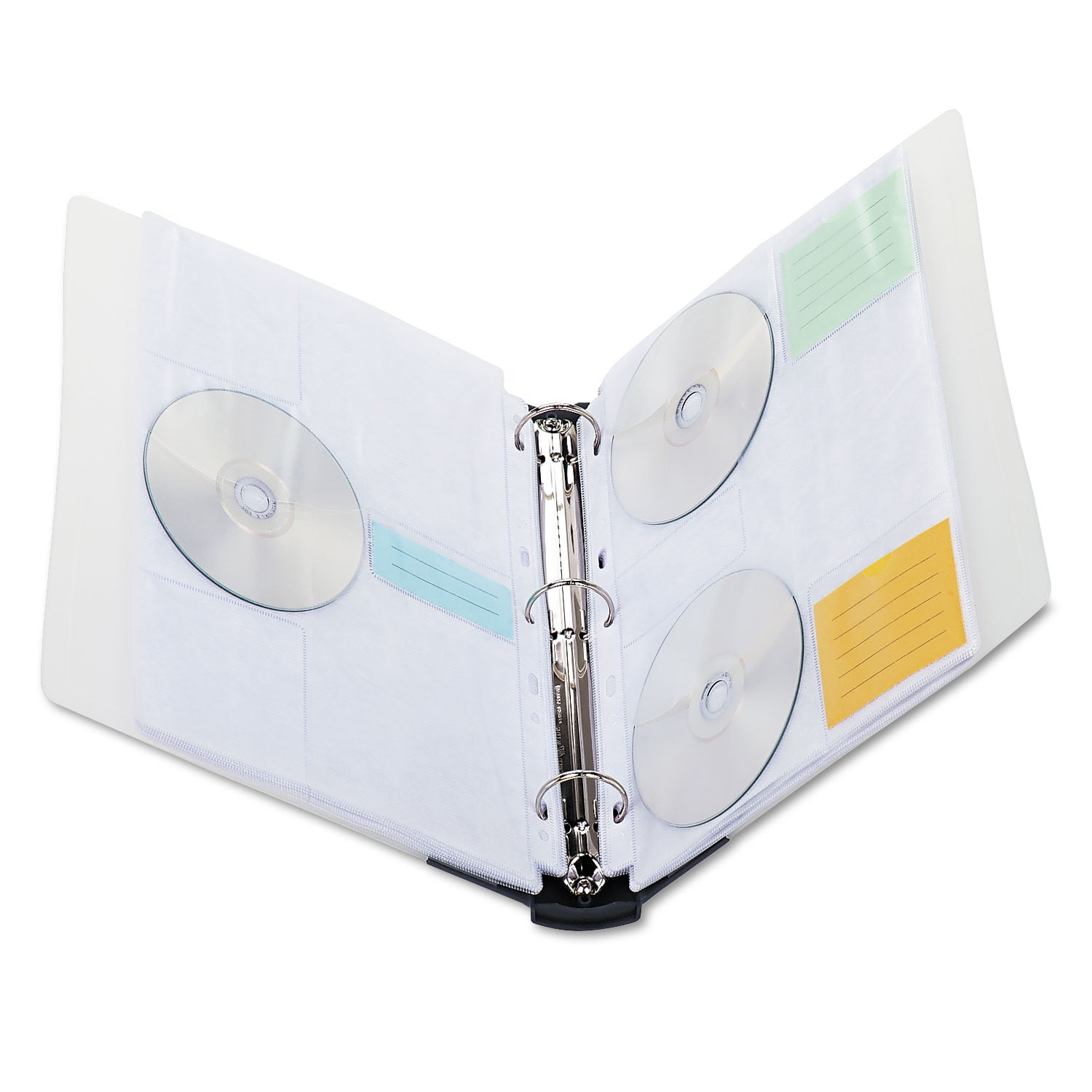 Innovera Blue Cd/Dvd Three-Ring Refillable Binder Holds 90 Disks Clear/Midnight