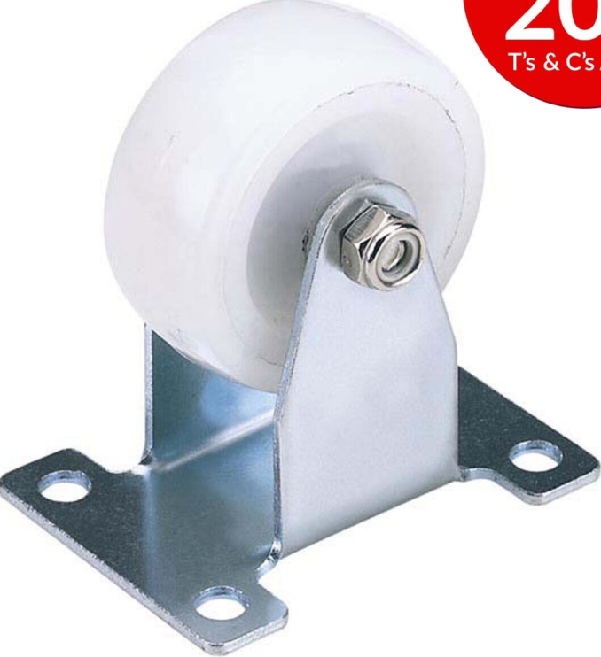 Draper 65507 Fixed Plate Fixing Nylon Wheel 100mm Diameter SWL 125kg