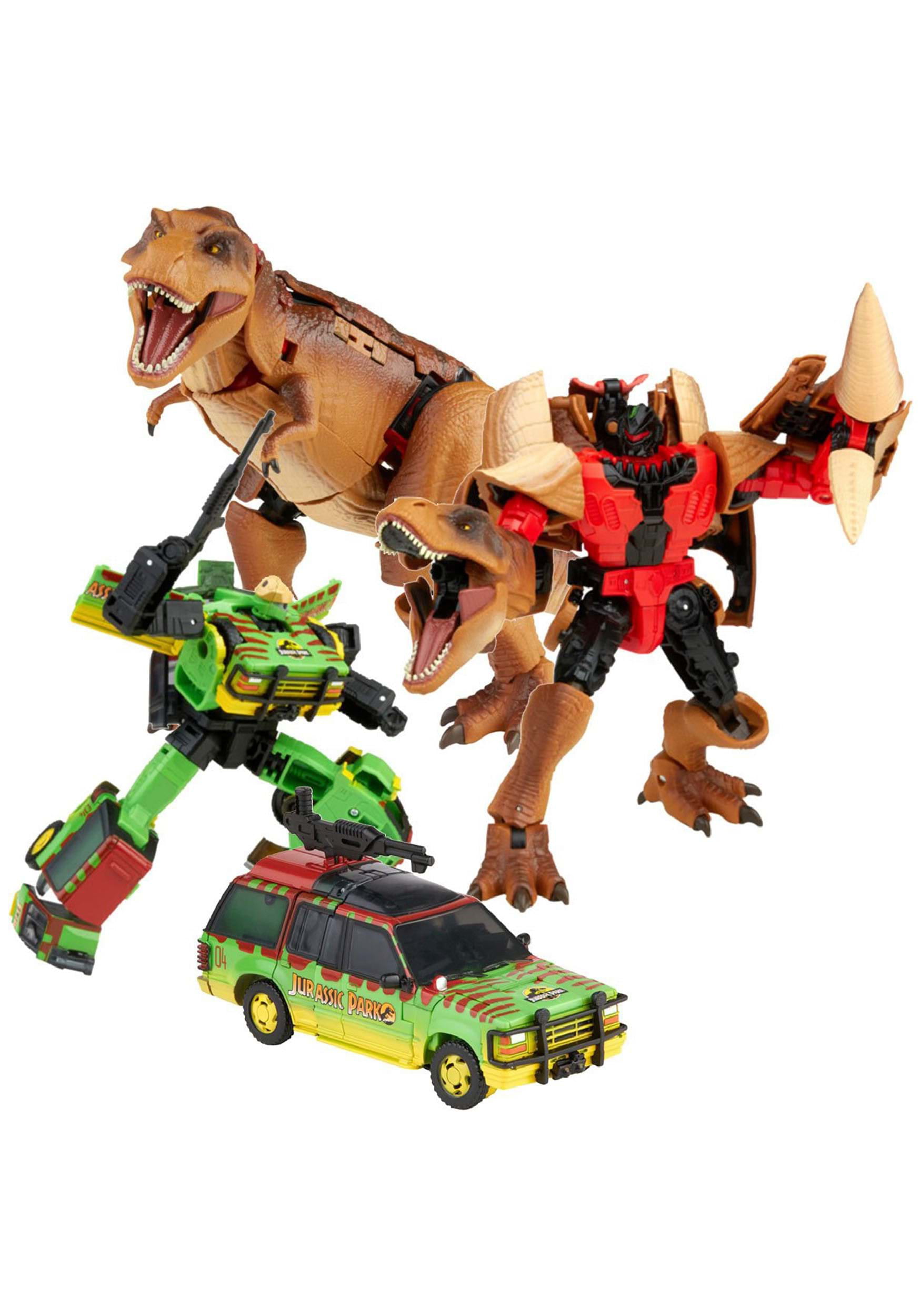 Jurassic Park Transformers Mash-Up Tyrannocon Rex and JP93 set by Hasbro