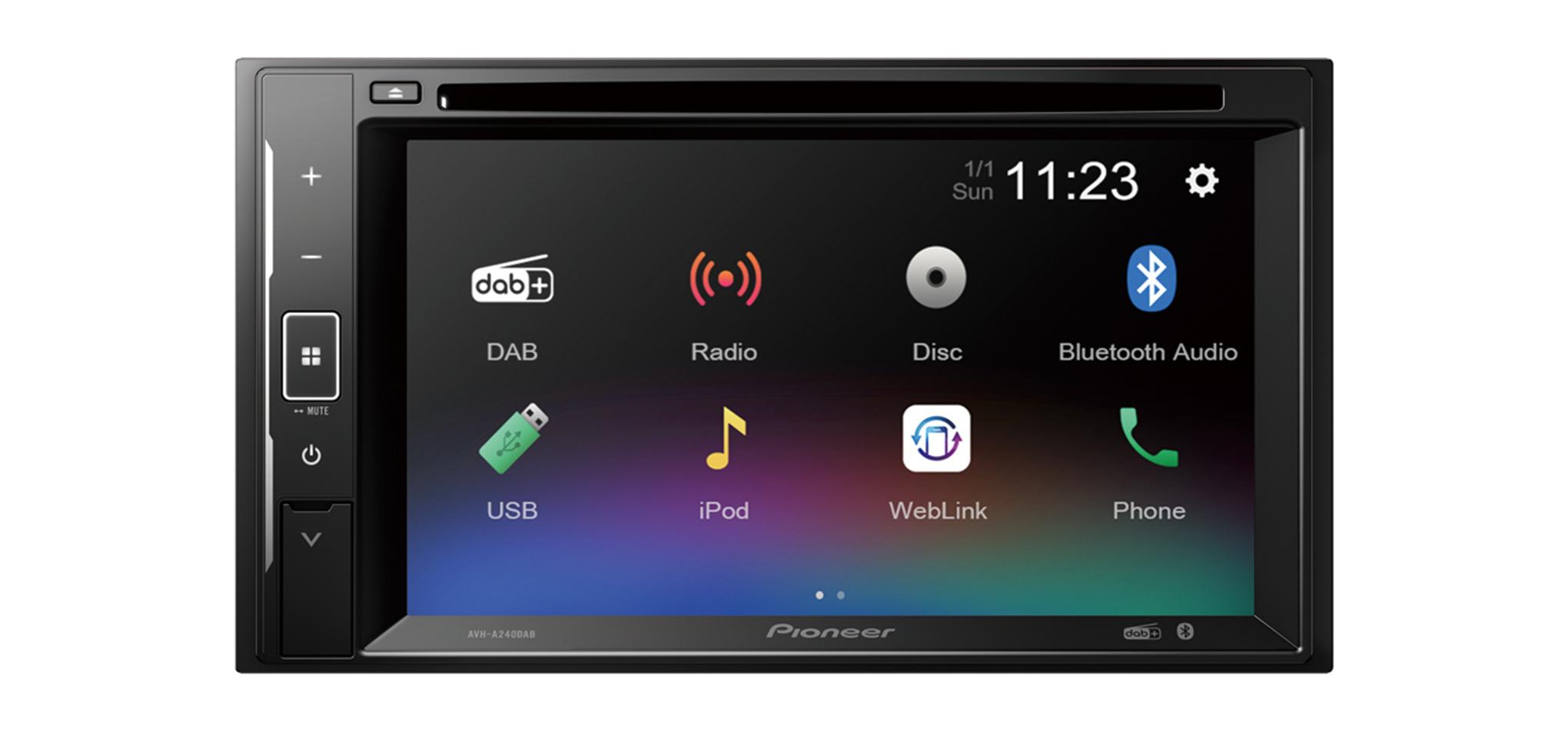 Pioneer AVH-A240DAB 6.2"" Double Din Touch Screen Stereo Bluetooth CD MP3 DVD USB