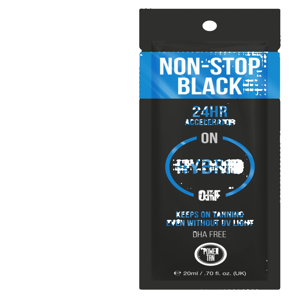 Power Tan Non-Stop Black Hybrid 24 Hour UV Sunbed Tanning Accelerator 20ml