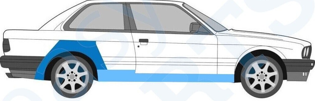 BMW 3 E30 1982-1987 2 DOOR REAR WHEEL ARCH + SILL REPAIR PANEL / SET / RIGHT