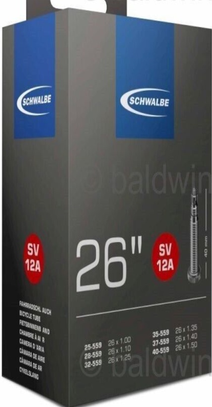 26 x 1.00 SCHWALBE SV12A Inner Tube 40mm Presta / French Valve