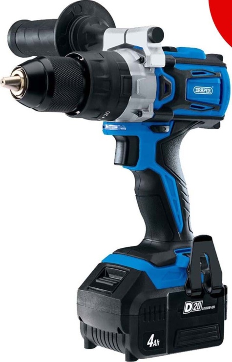 Draper 79894 D20 20V Brushless Combi Drill With 4.0Ah Battery And Fast Charger