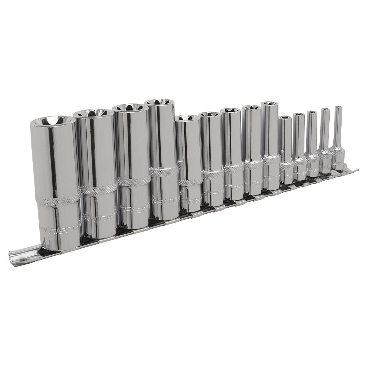 SEALEY TOOLS 14 PIECE FEMALE DEEP TORX STAR SOCKET SET E4 - E24 ON RAIL - Image 6
