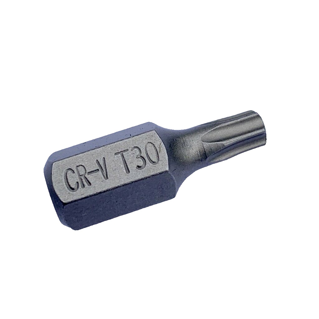 T25 TORX BIT,Hardened  30mm long 10mm Hex Drive , Tx- Star bit, No Security Hole