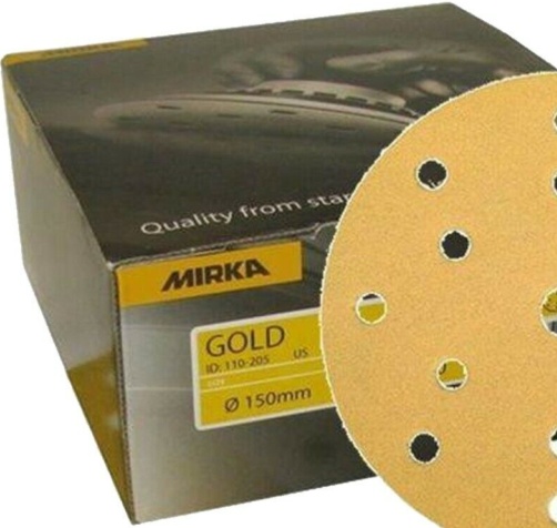 MIRKA GOLD GRIP 150MM 6'' 15 HOLE DA SANDING DISCS PACK OF 100 - P500